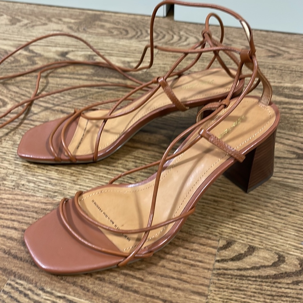 & Other Stories Leather Lace Up Heel Sandal - Size 38 / 8 US